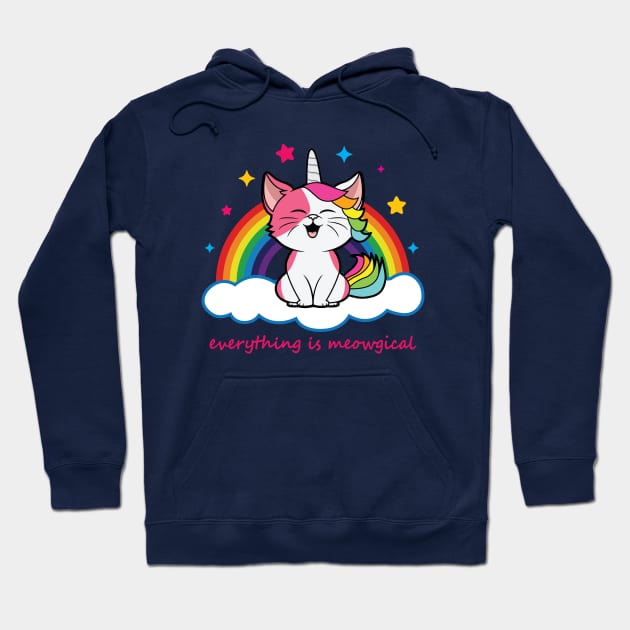 Cute Caticorn - Everything is Meowgical Hoodie by Julorzo